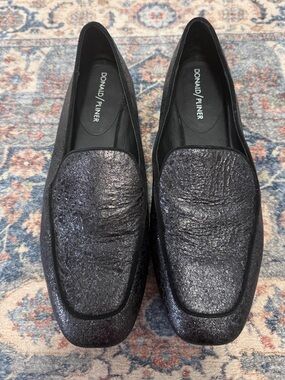 Donald J. Pliner Black Glitter Slip-On Loafers